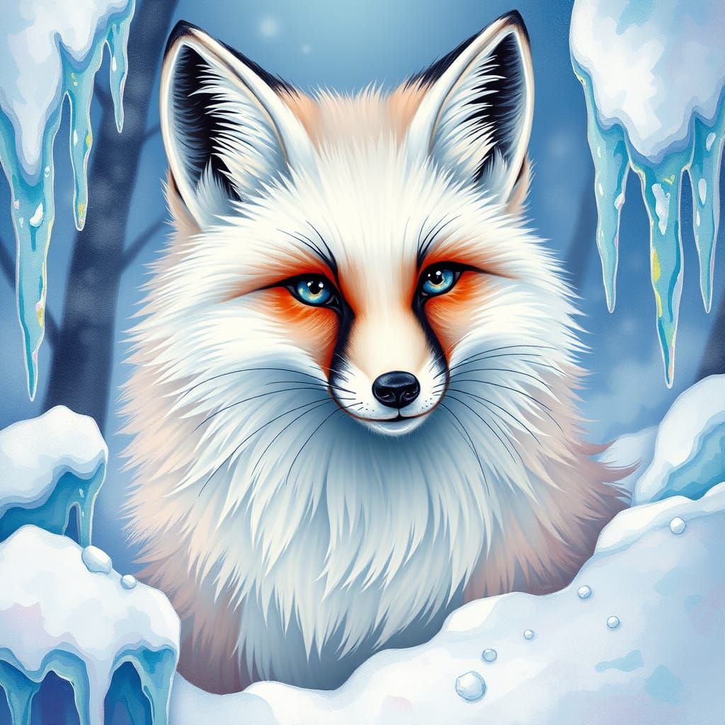 Vibrant Arctic Fox in Whimsical Candyland Wonderland