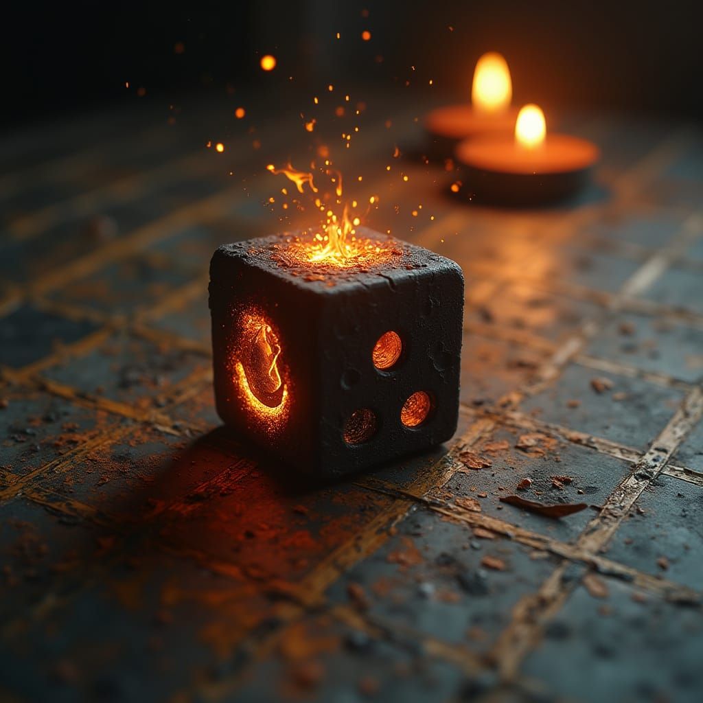 Mysterious, Infernal Dice Roll in Dark, Gothic Style