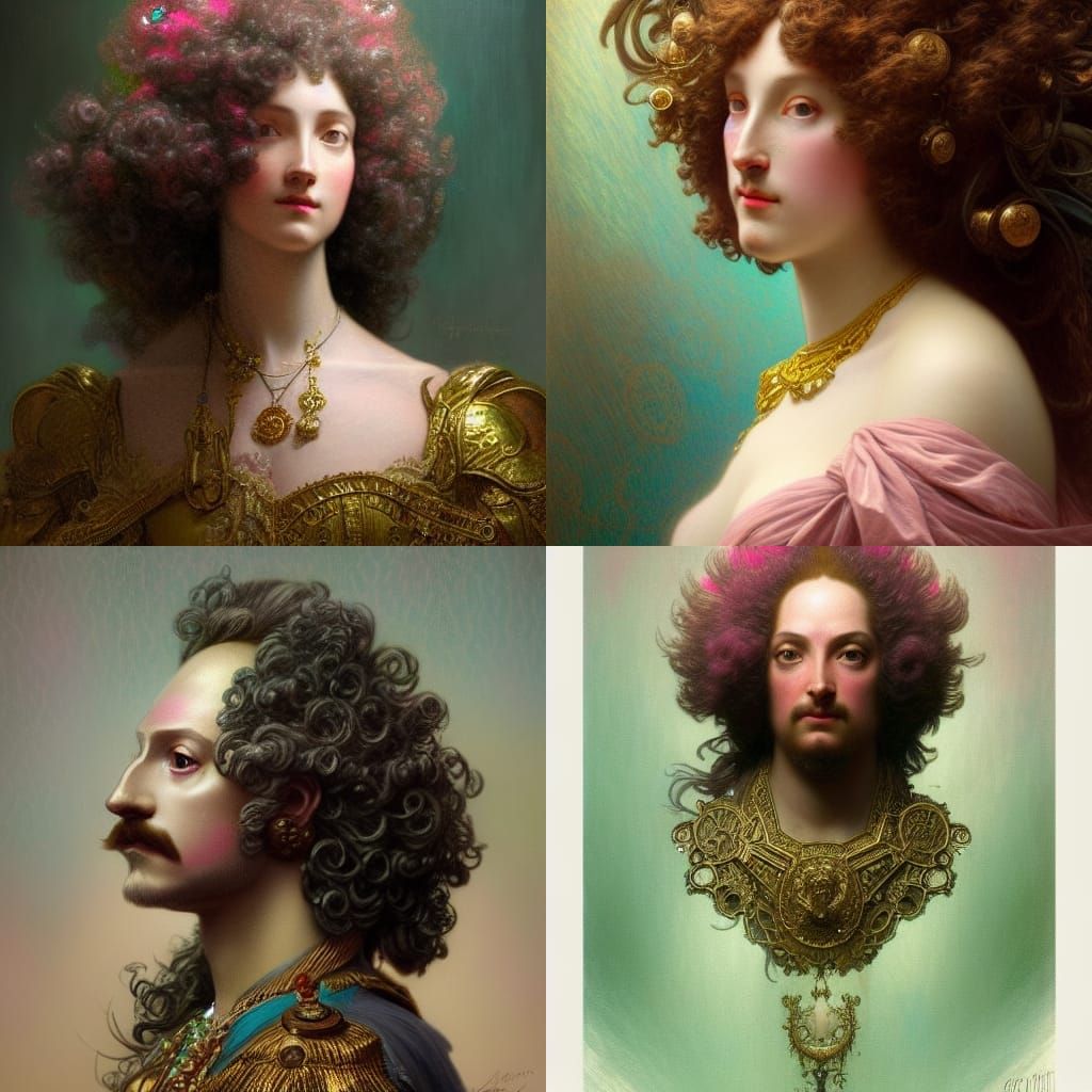 Cyborg Louis XIV in Art Nouveau Style