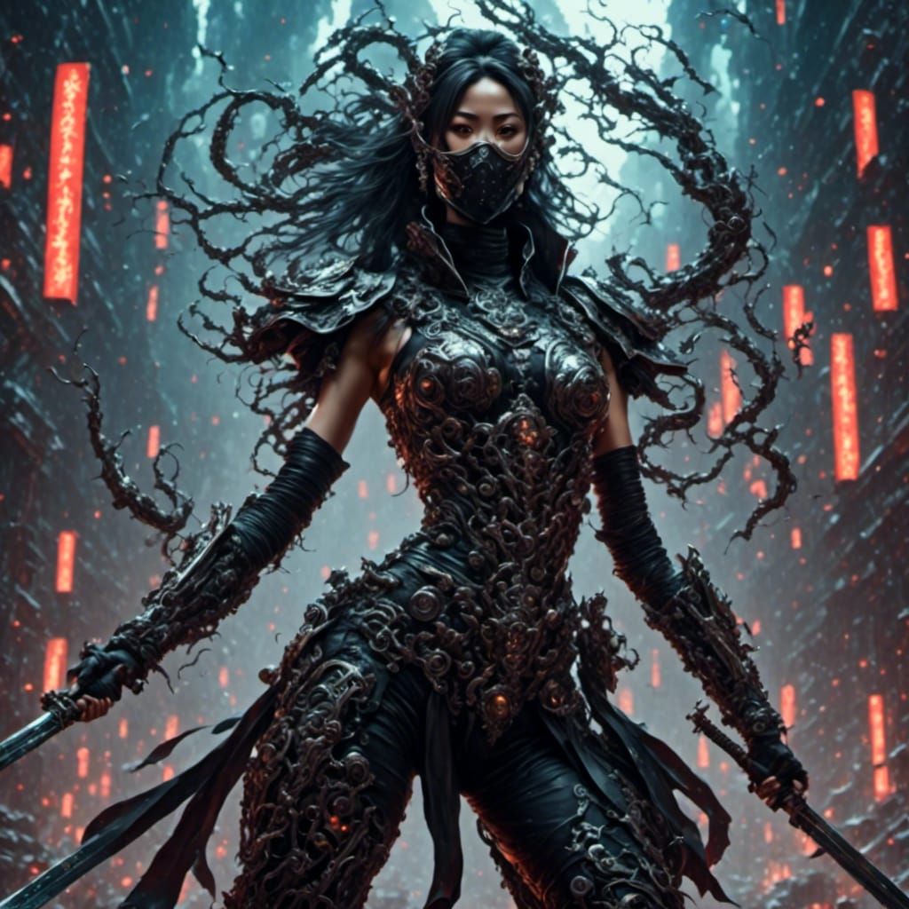 Futuristic Ninja: Opulent Asian Android