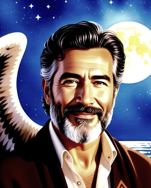 Angel Portrait in Rembrandt Style with Native American Robe