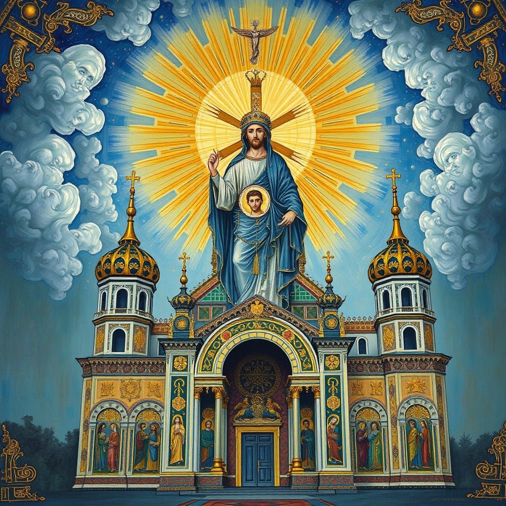 Holy Trinity Icon in Byzantine Style