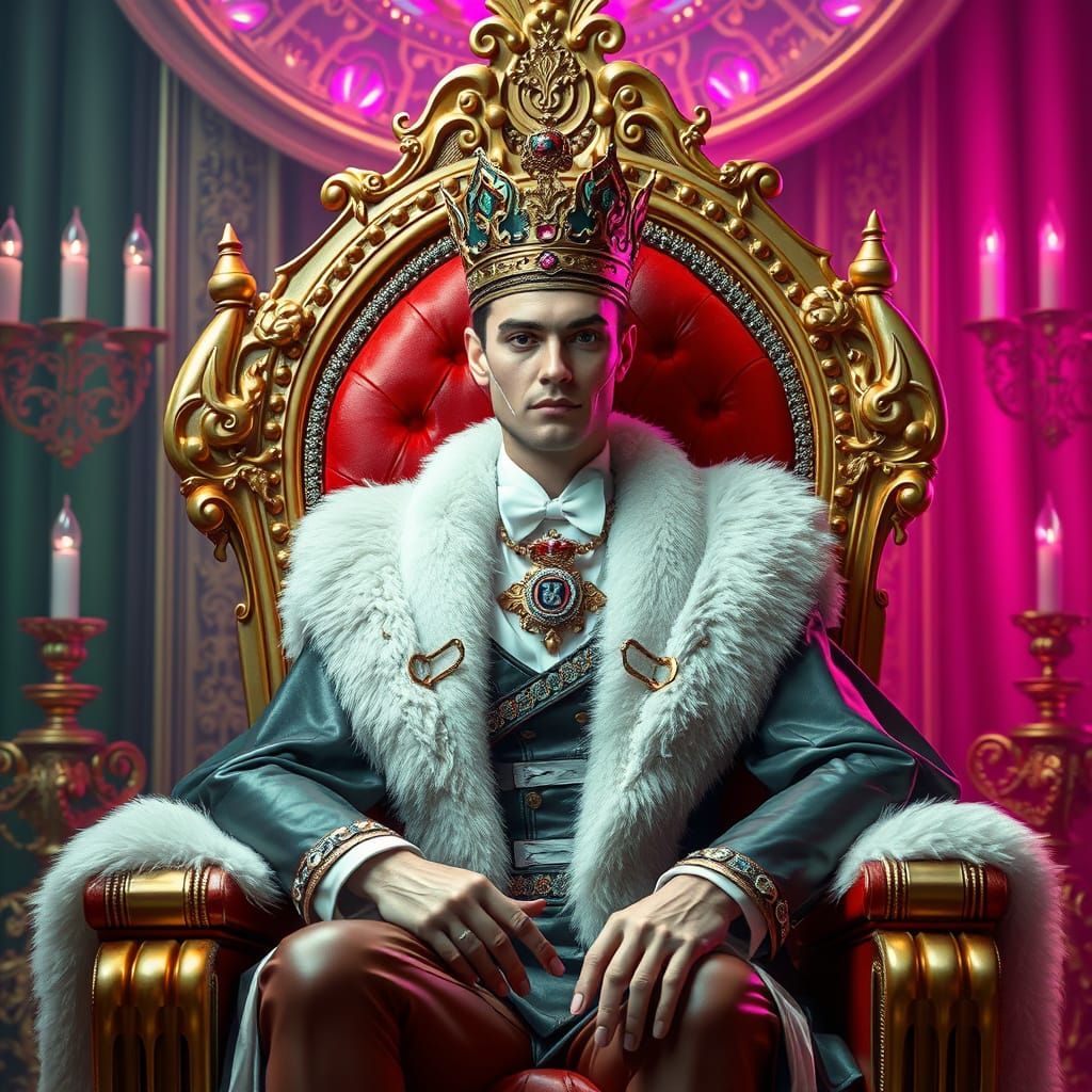 LGBT Monarch on Throne in Futuristic Style