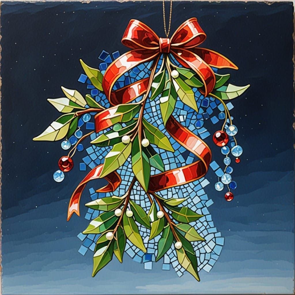 Romantic Glass Mosaic Mistletoe Decoration