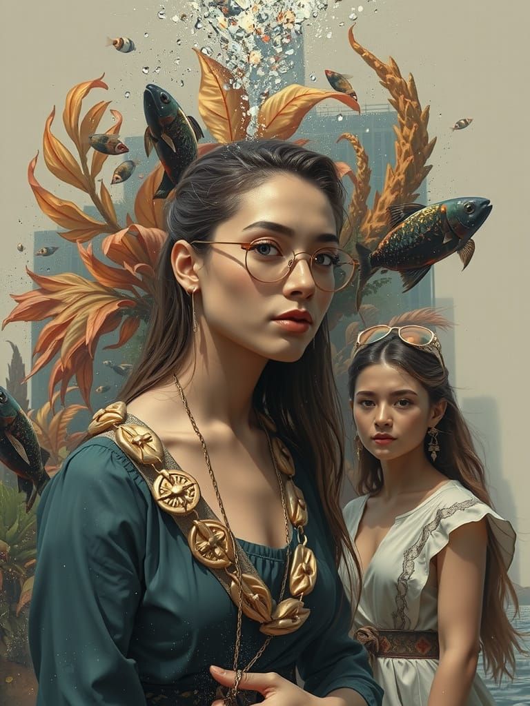 Dreamlike Diver in Buenos Aires' Vibrant Waterscape