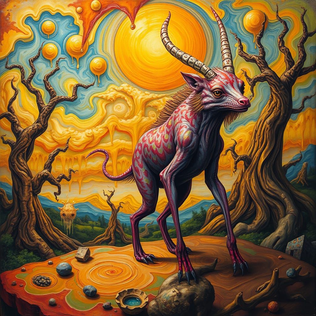 Surreal free range zoo exhibit