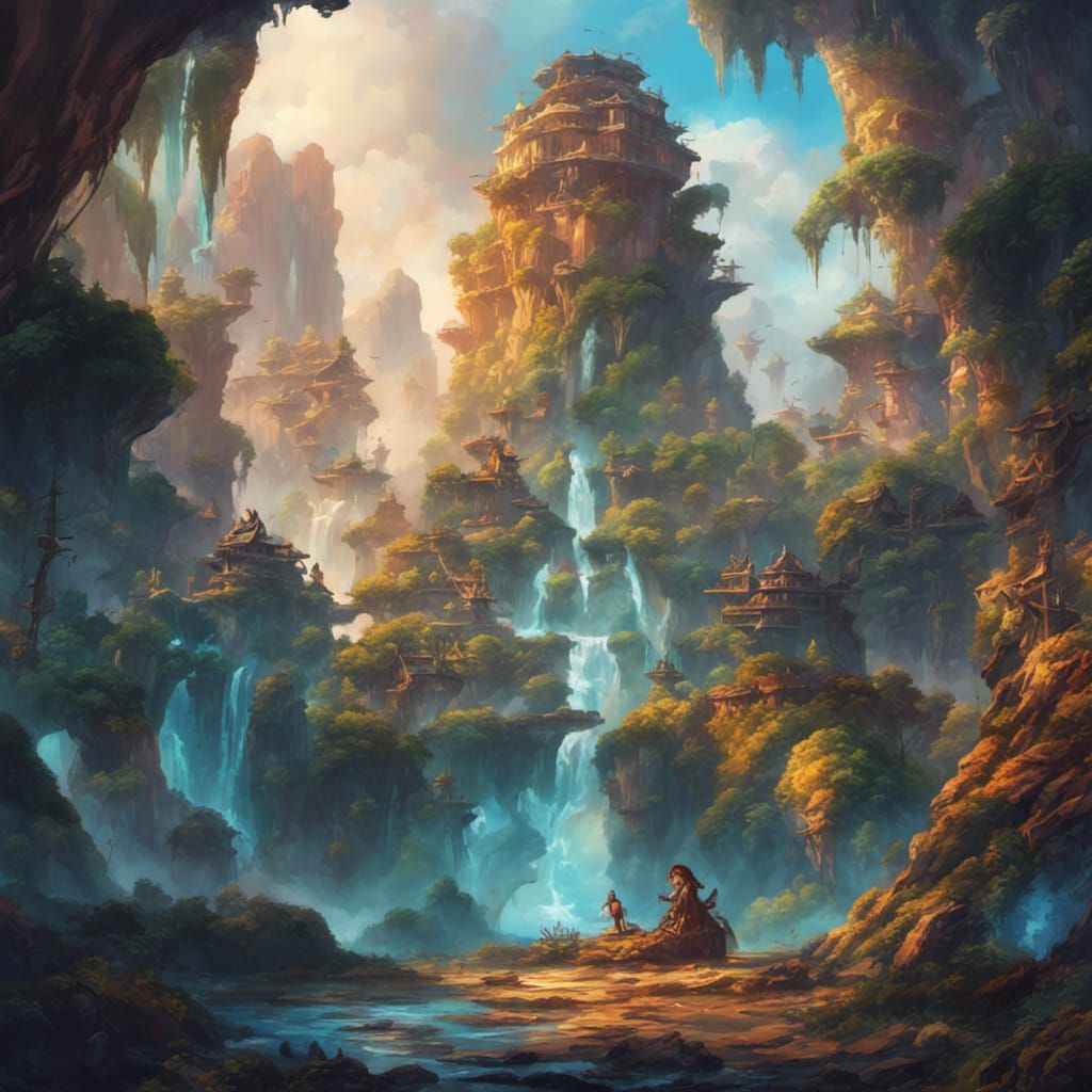 a kingdom in the style of avatar pandora