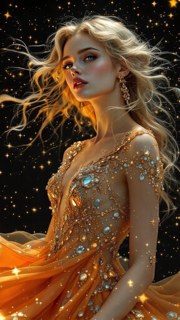 Enchanting Pre Raphaelite Goddess in Futuristic Gustav Klimt...