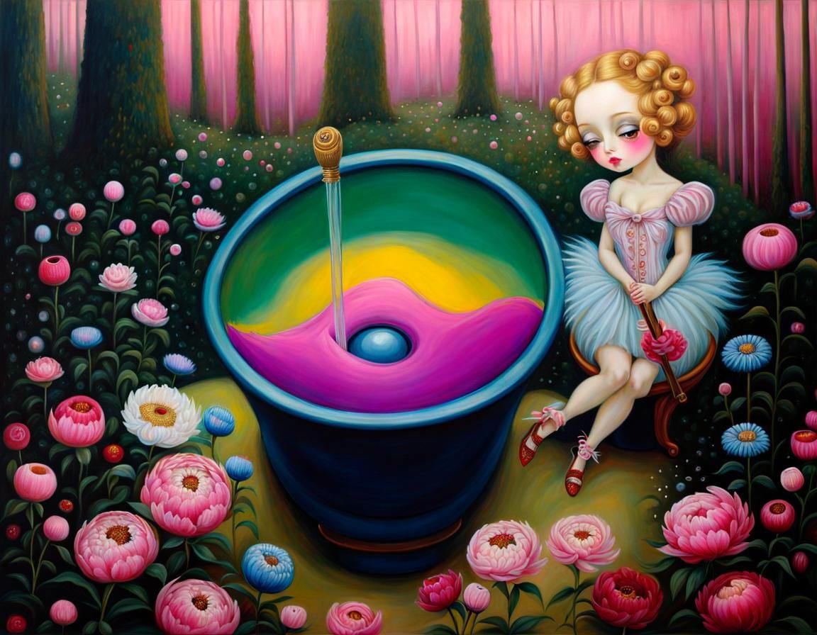 Peony Fairy in Dark Whimsical Style