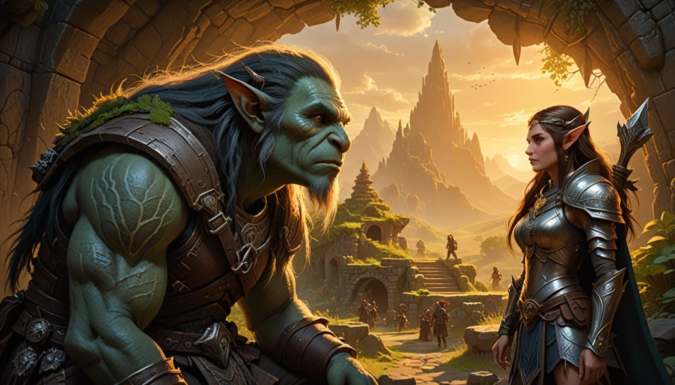 Gentle Troll Discovers Ancient Ruins with Elven Ranger