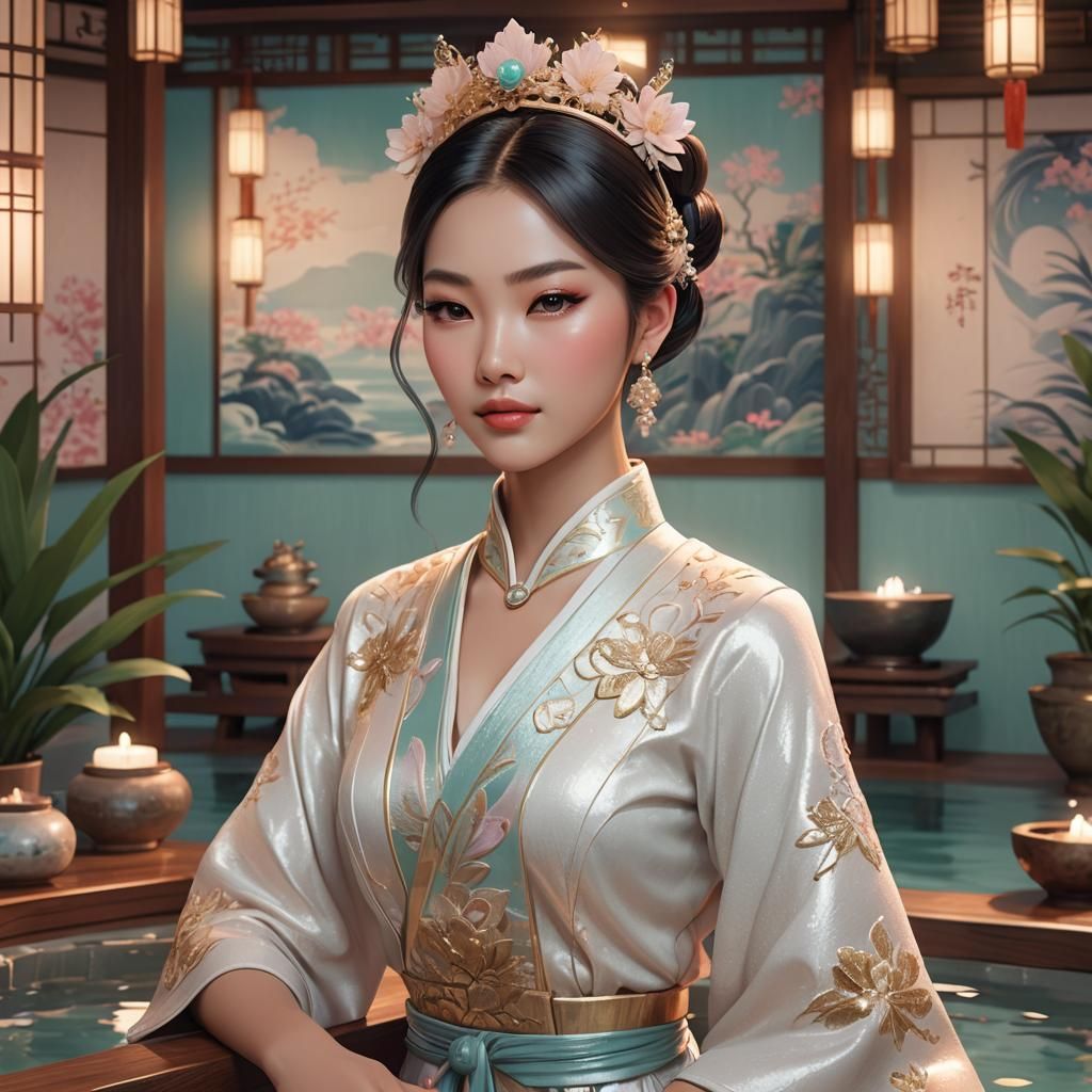 Asian Beauty Queen in Anime-Inspired Massage Parlor