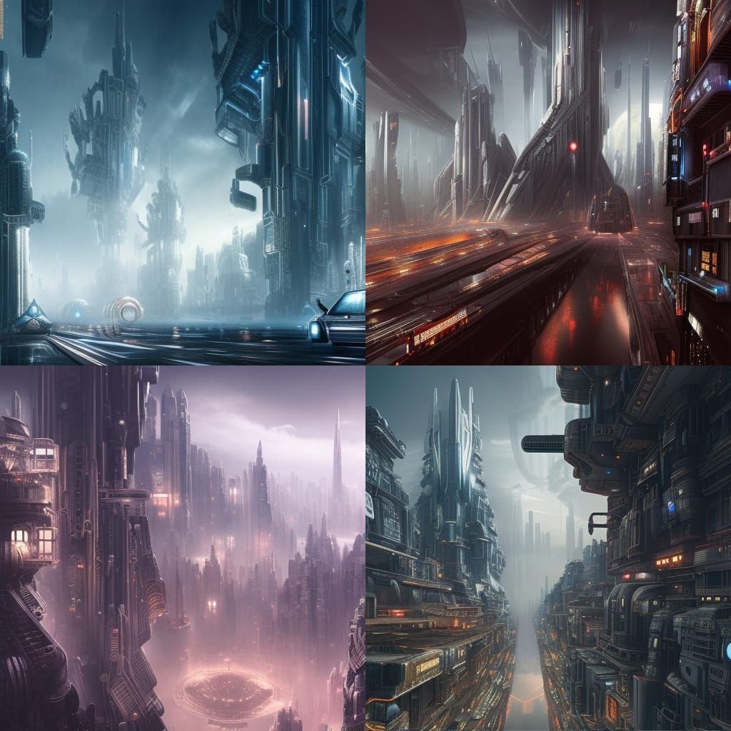 Epic Futuristic City Digital Matte Painting