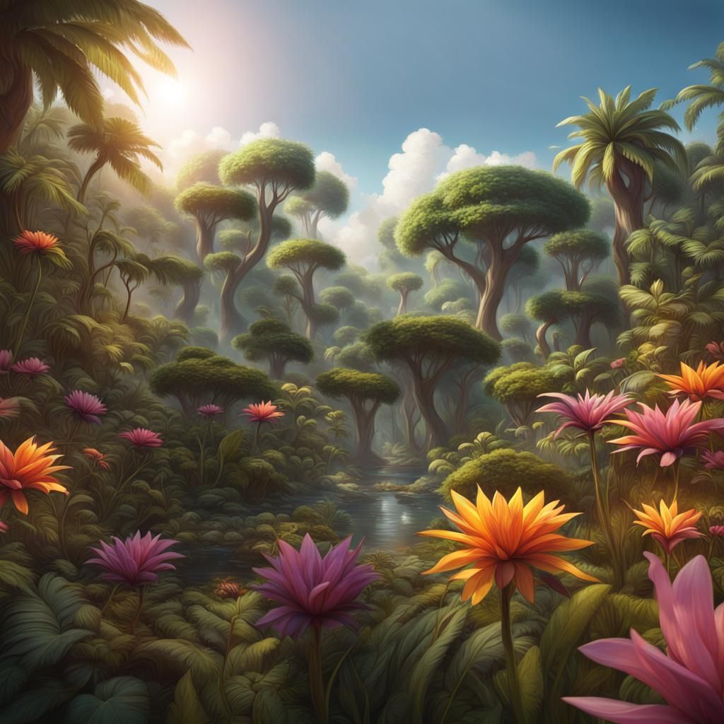Lush Jungle: Detailed Matte Painting in 8k