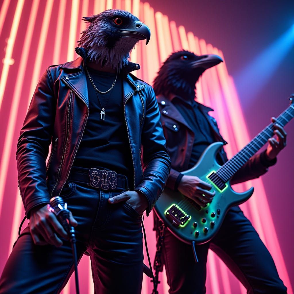 Surreal Neo-Noir Duo Performs Under Vibrant Neon Lights