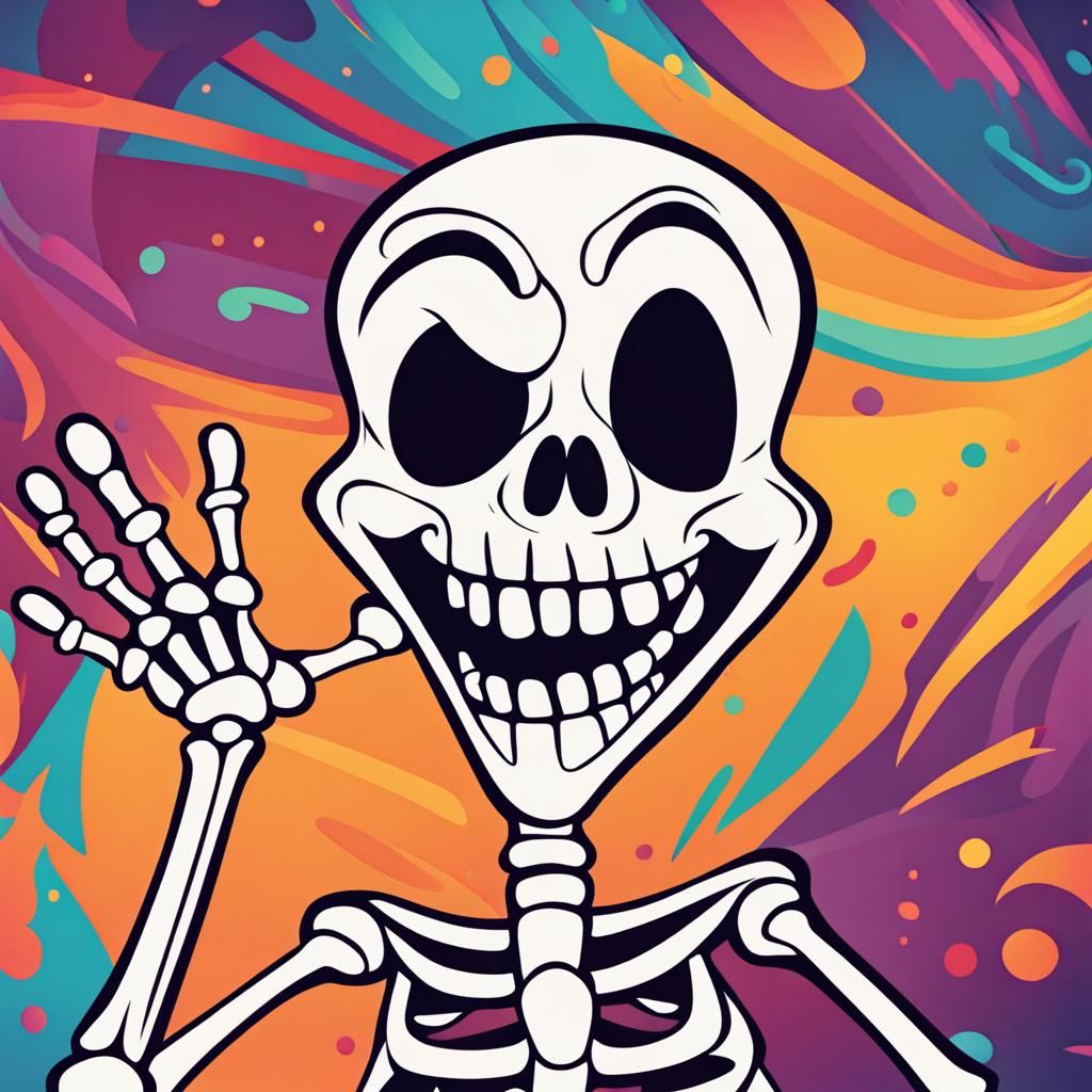 Happy Cartoon Skeleton in Disney Animation Style
