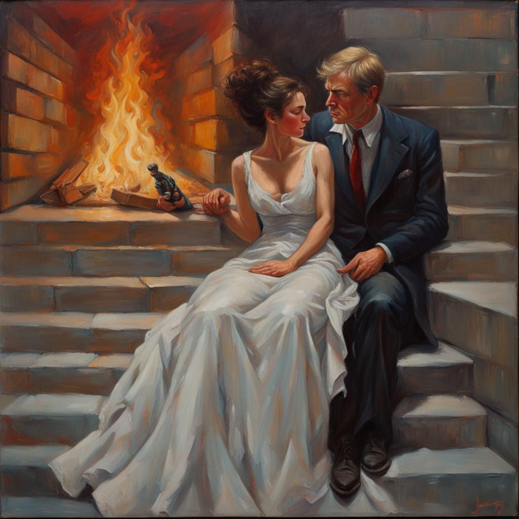 Dramatic Oil Painting of a Love Triangle