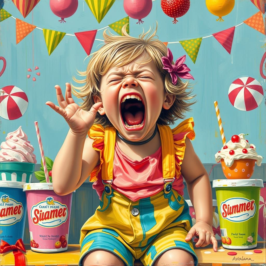 Distraught Child Screaming, Pop Surrealism Style