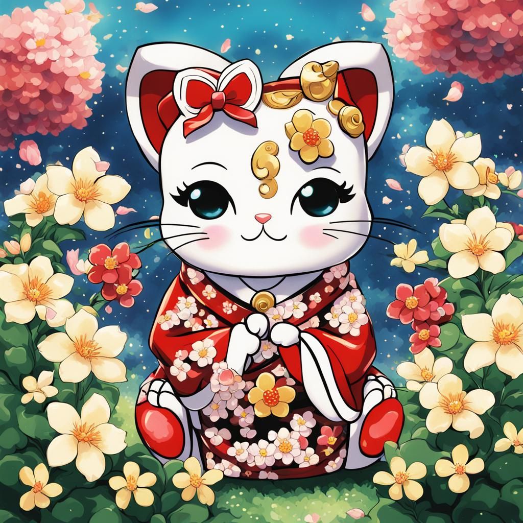 Maneki Neko Betty Boop in Anime Style