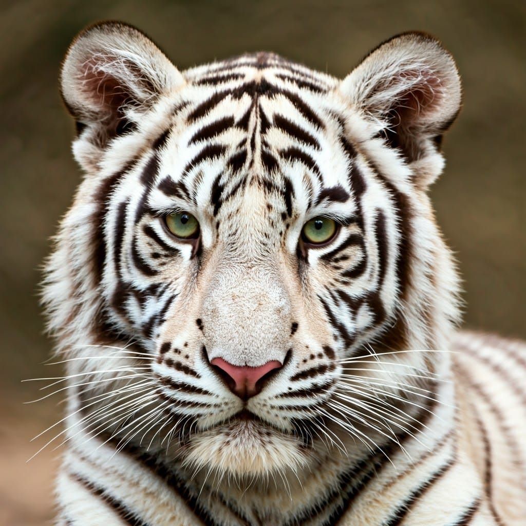 Rare White Tiger Cub Portrait in Natural Light