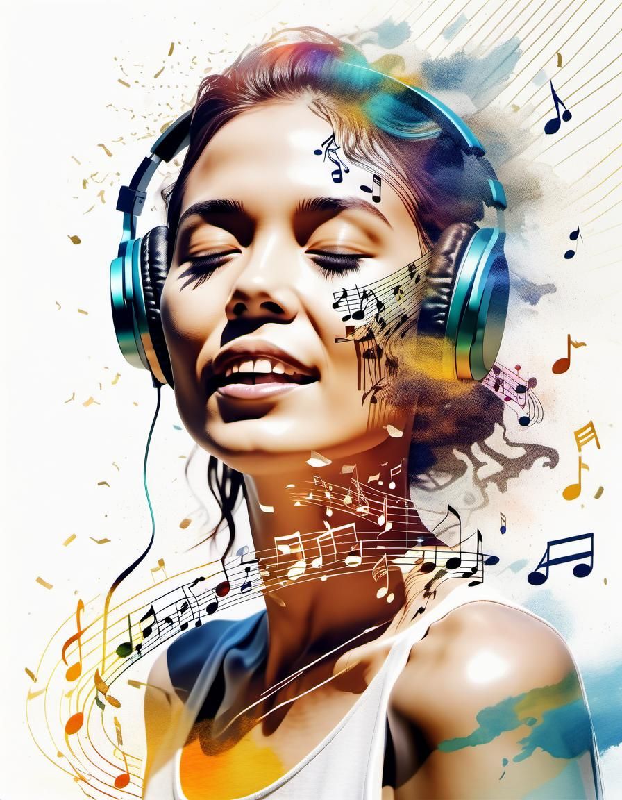 Singer in Electric Sunshine: Digital Watercolor Art
