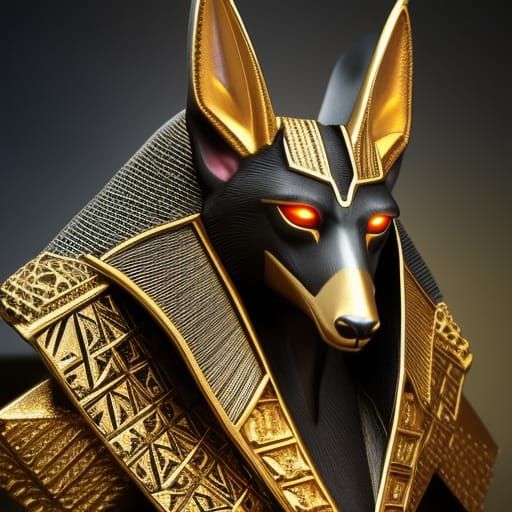 Anubis: Jackal-Headed God of Death in Dark Fantasy Style