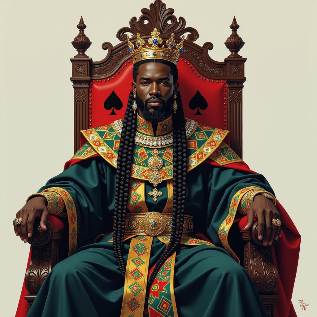 Regal Black King on Spade Throne in Contemporary Style