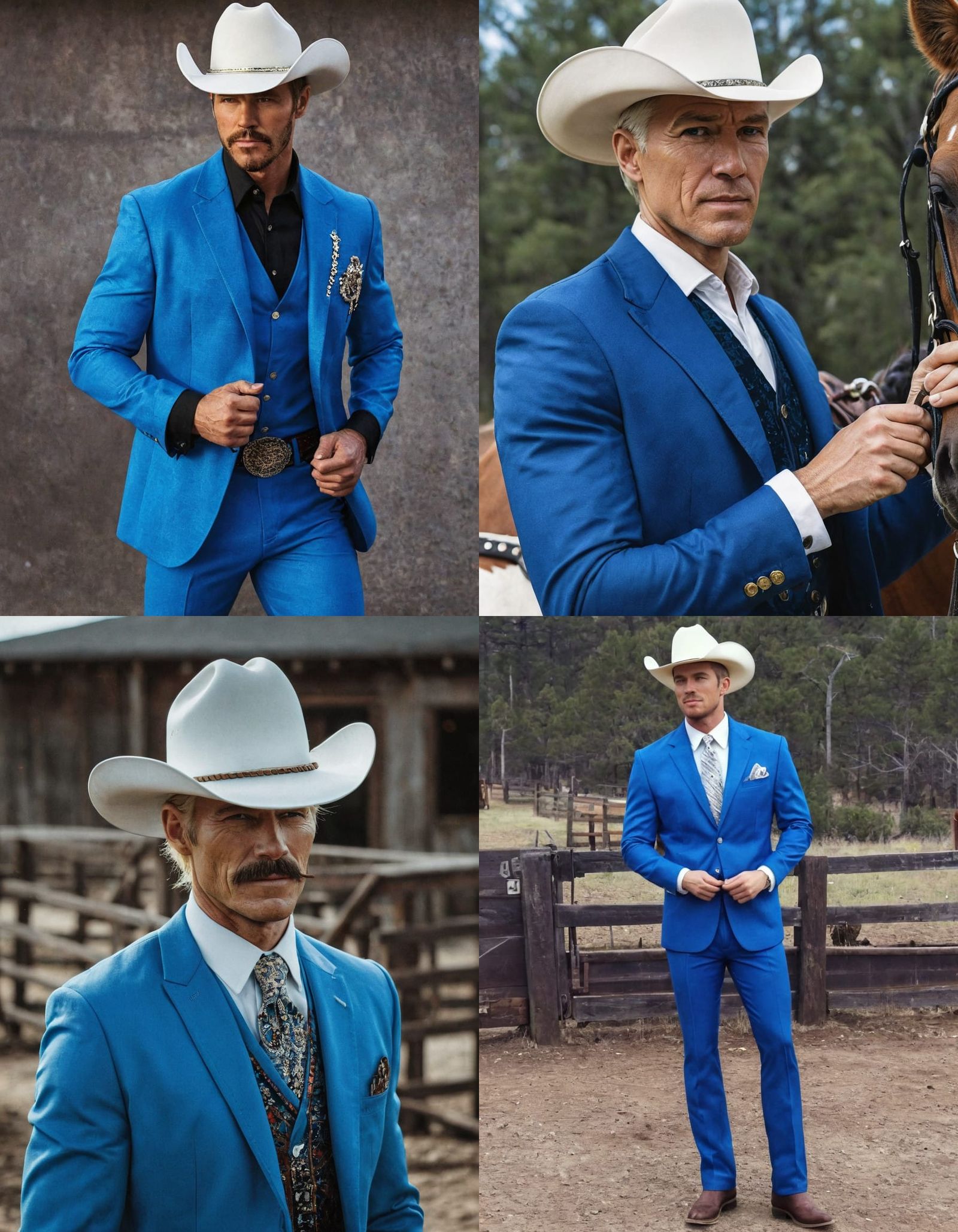 Blonde Cowboy in a Vibrant Blue Suit
