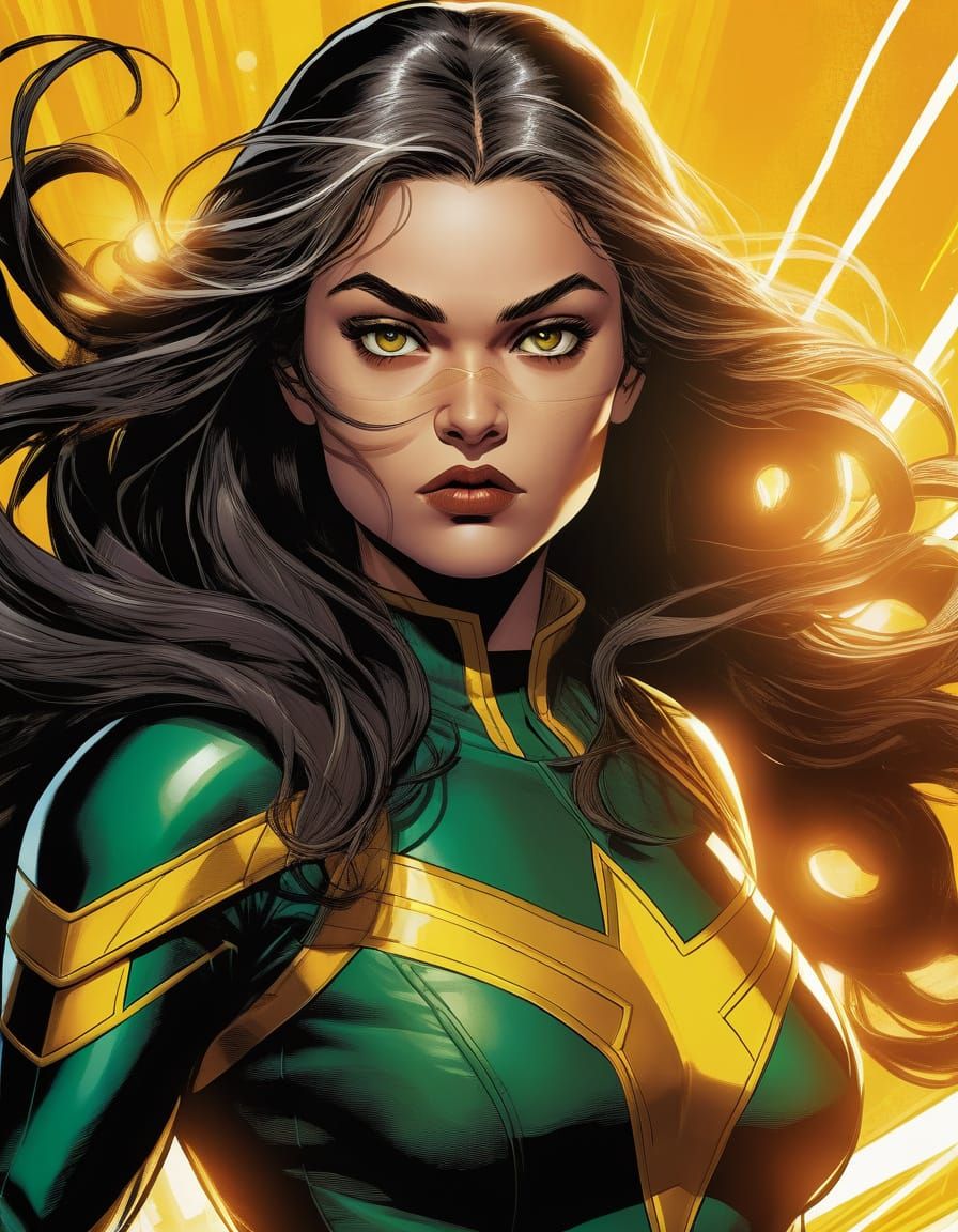 Vibrant Rogue Portrait in Marvel Style