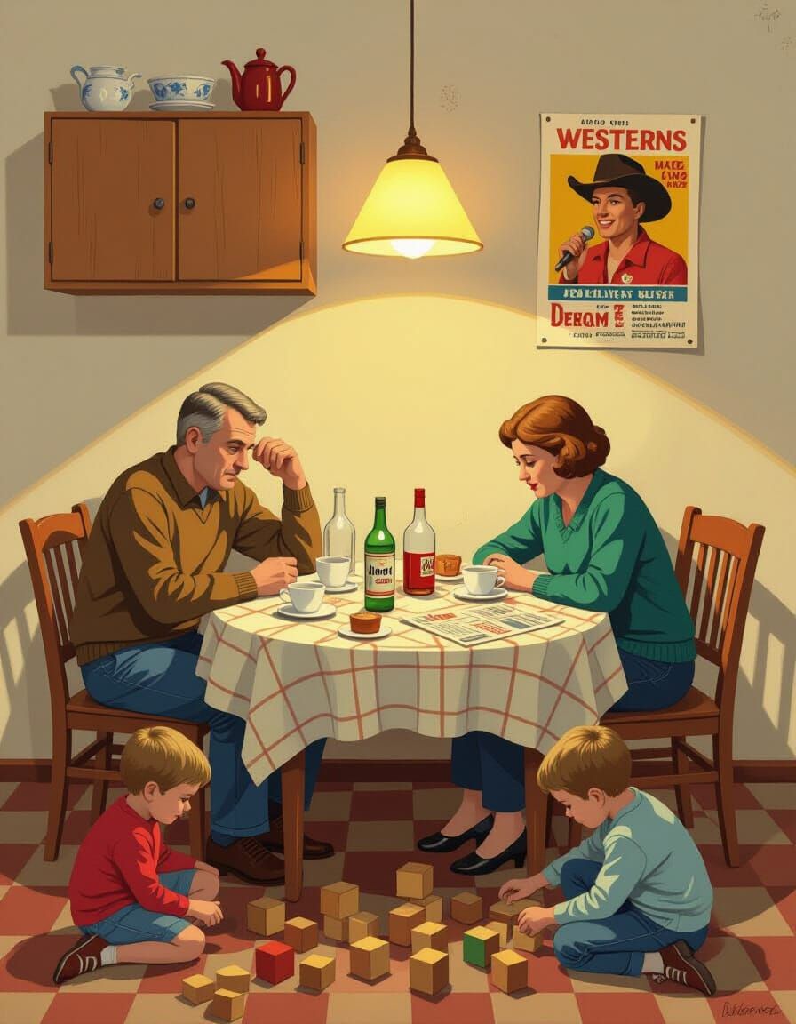 Magical Realism 1980s Polish Apartment Interior Poster