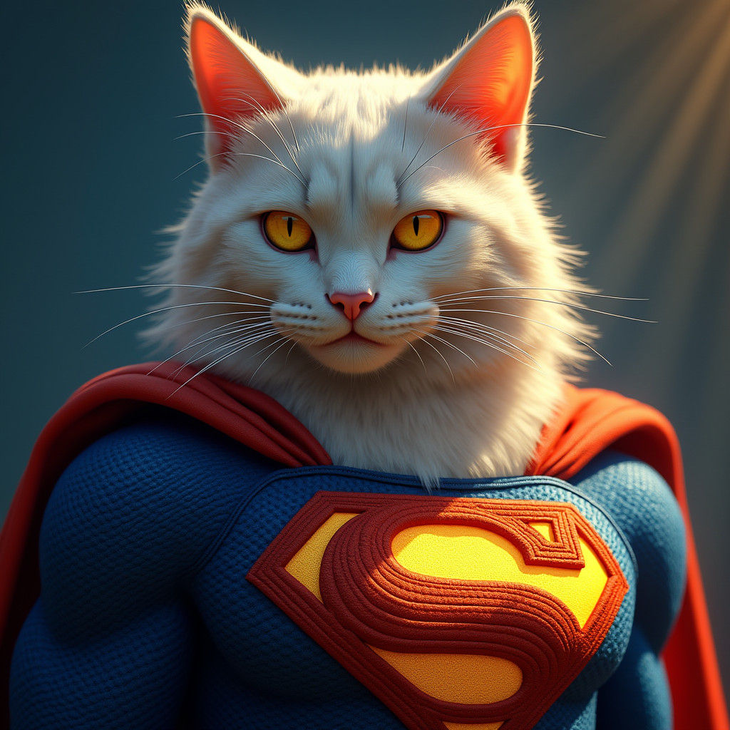 Majestic Feline Superman Portrait in Art Nouveau Style