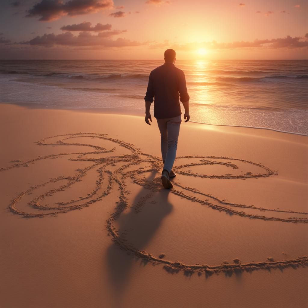 Sunset Beach Writing: Detailed Fantasy Art