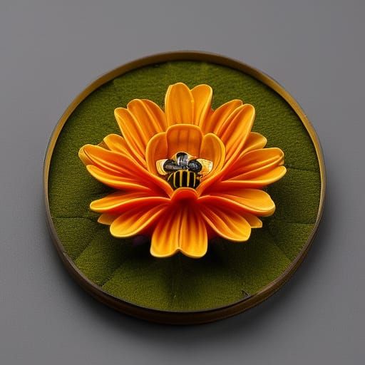 Bee on Flower in Flemish Baroque Style