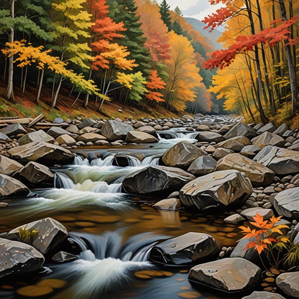 Cozy Autumn Mountain Stream in Southern Appalachians