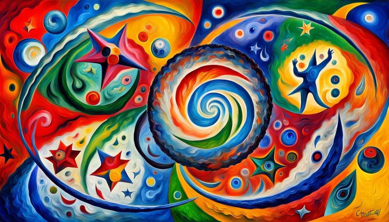 Celestial Stars in Vivid Impasto Oil Painting