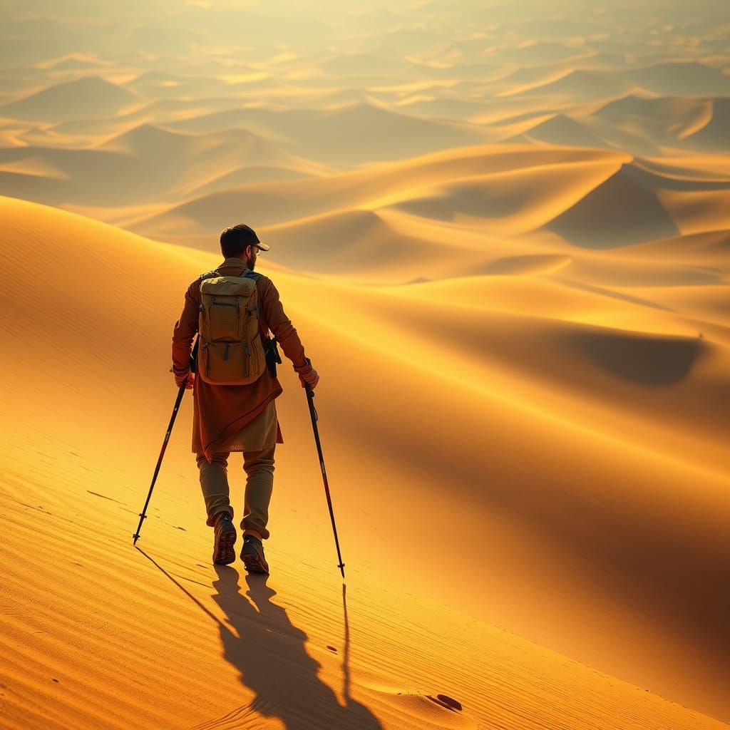 Trekker in the Majestic Thar Desert