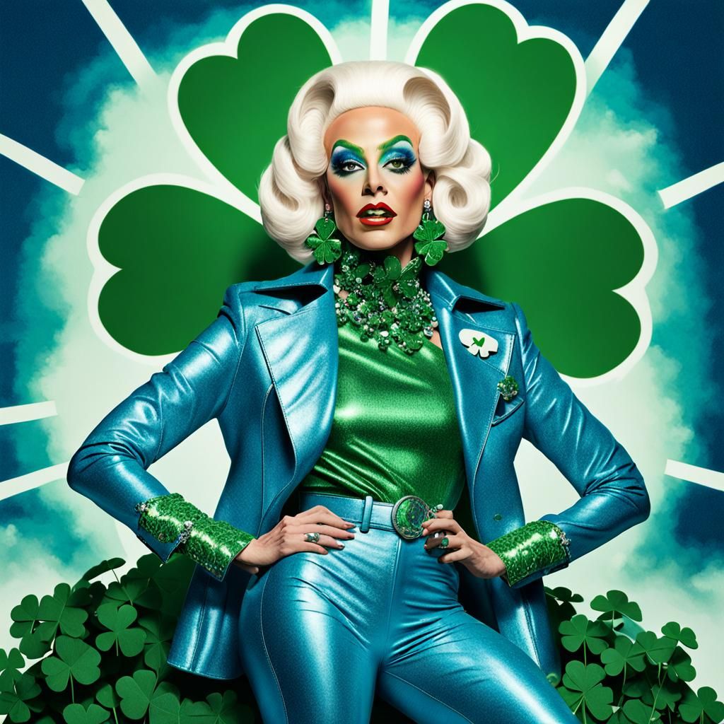 Denim Drag Queen in Retro-Futuristic Style