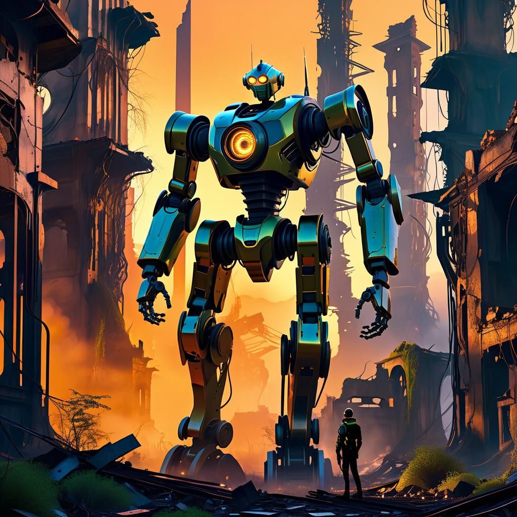Robot in Ruins: Retro-Futuristic Concept Art