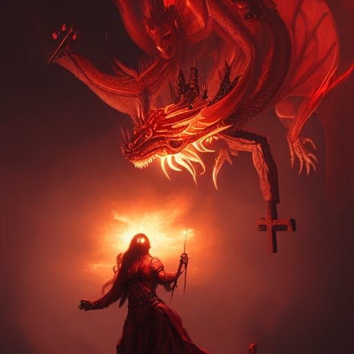 Mechanical Dragon Lady in Dark Fantasy Style