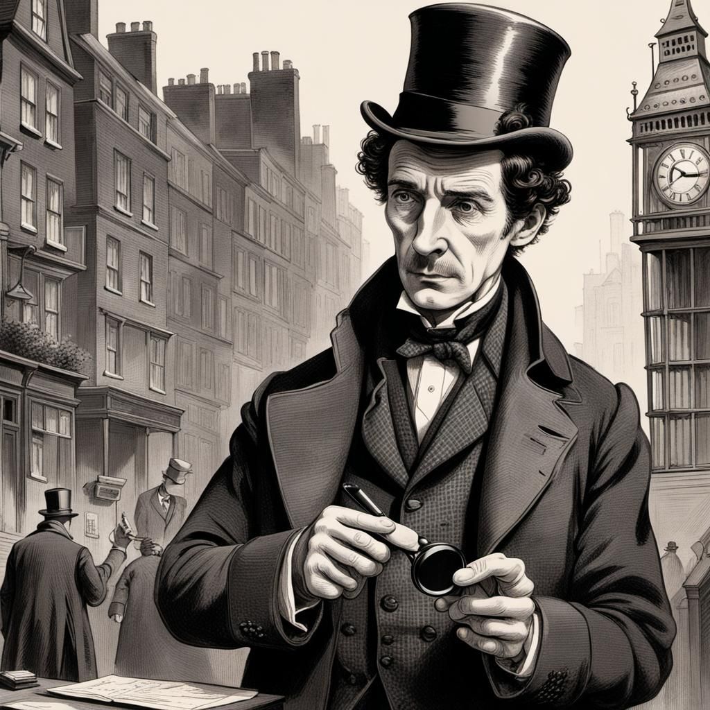 Sherlock Holmes Examines Fingerprint in London