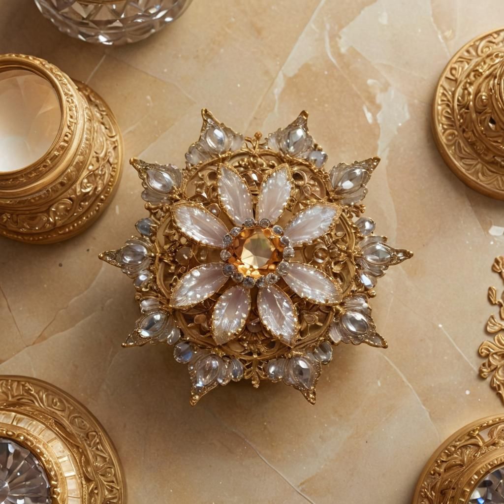 Art Deco Flower Still Life with Gemstones