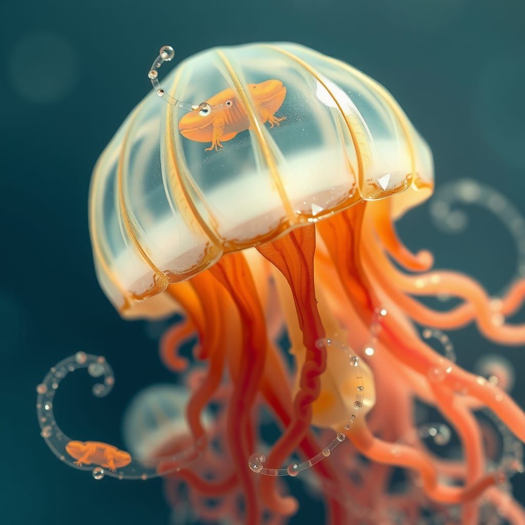 Translucent Alien Tentacles Underwater in Fractal Style