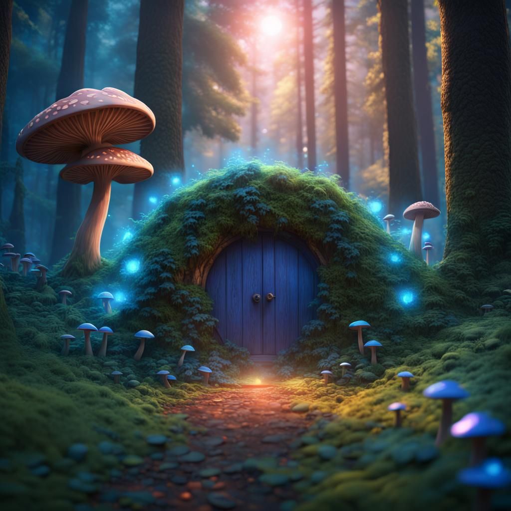 Blue Wizard Portal in Magic Mushroom Forest