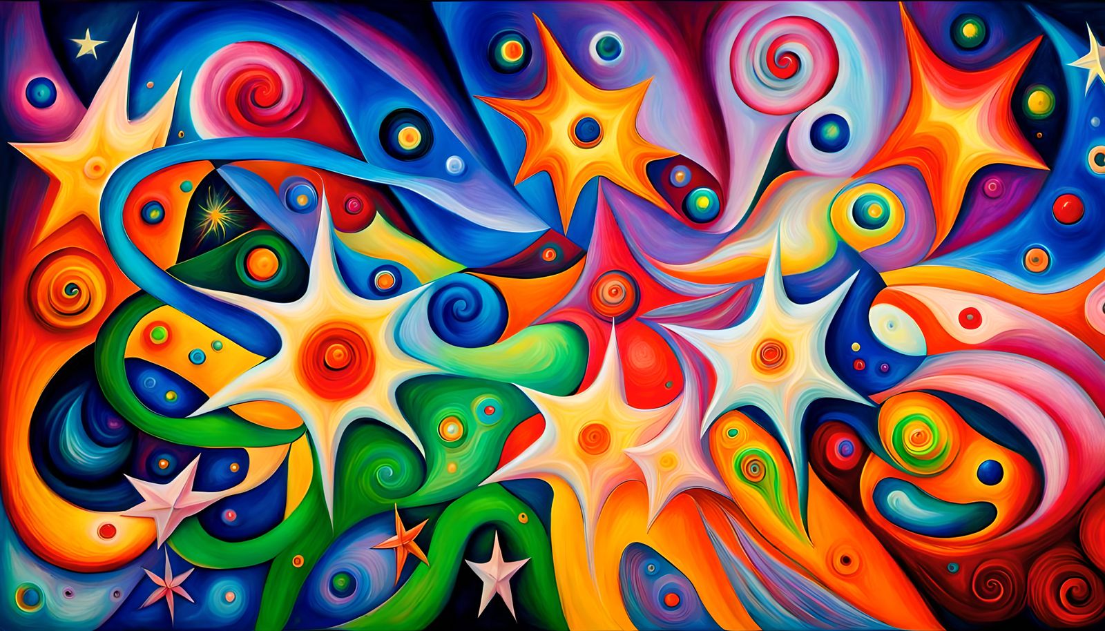 Swirling Star Cluster in Chagall-esque Impasto Style