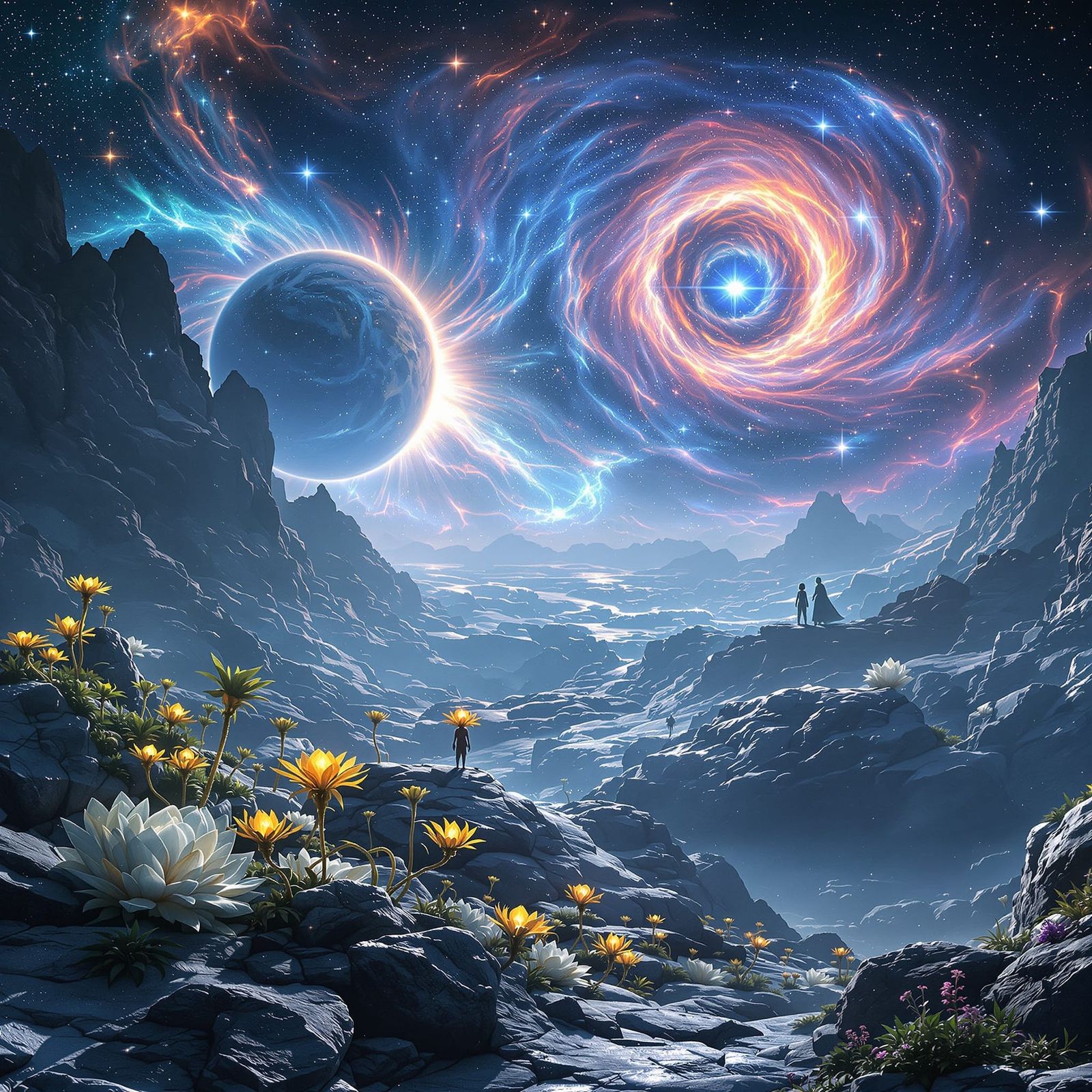 Peaceful Alien Meeting on Crystalline Planet