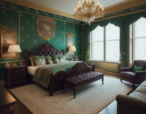 Emerald Velvet Luxury Bedroom in Opulent Style