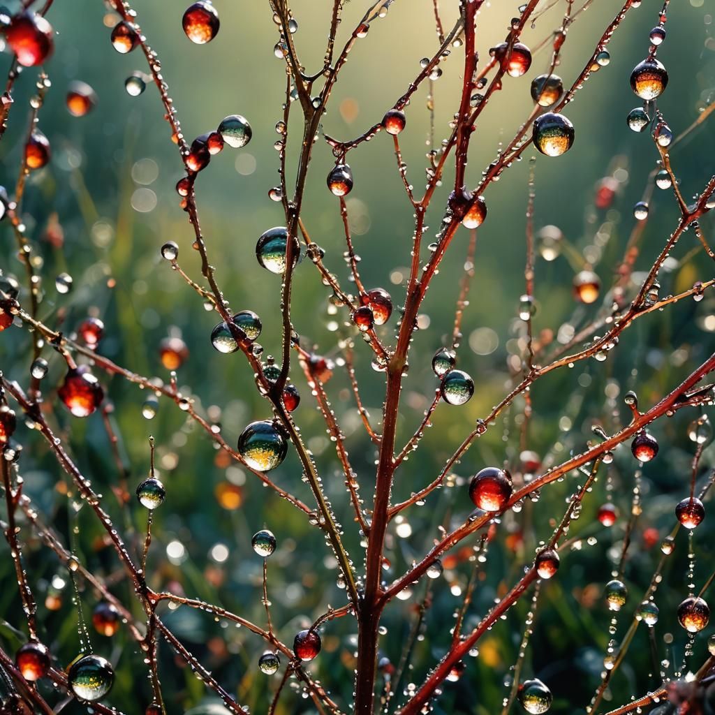 Dew Drops in Morning Light: Surrealist Photography