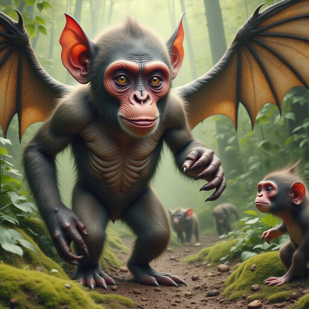 Grunge Cute Goblin Chimp Hybrid Warrior