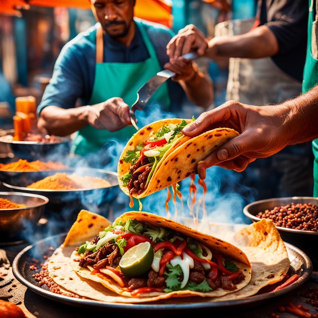 Street Food Taco Scene in Vivid Digital Art
