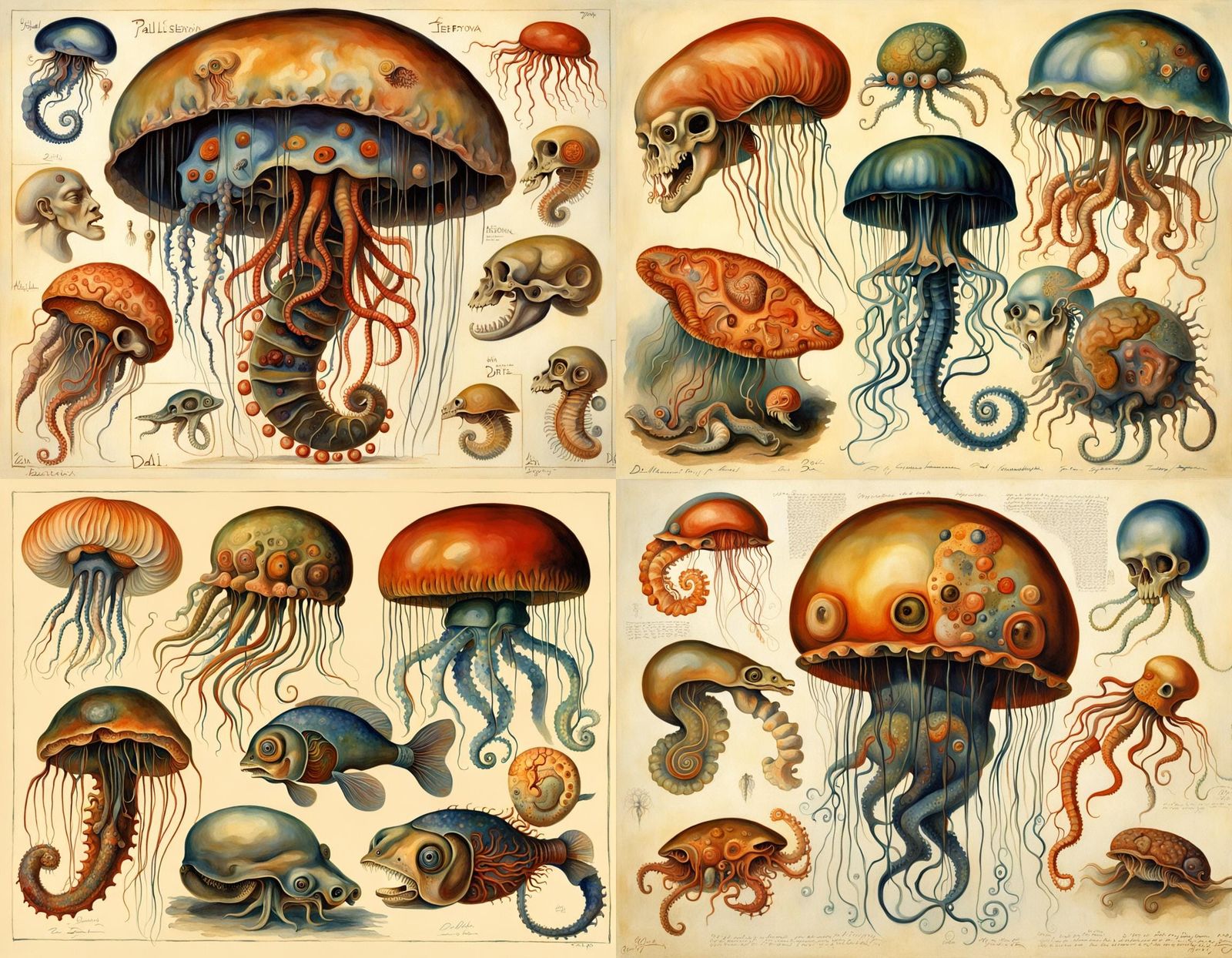 Surreal Jellyfish Seahorse Anatomy Inspired by Art Nouveau