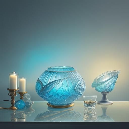 Ocean-Inspired Lamp with Iridescent Shell Shade